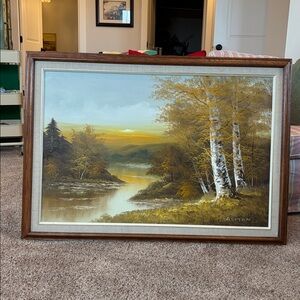 Golden Autumn Landscape Painting - Birch Trees